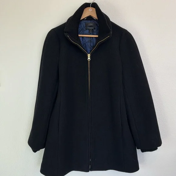 JCrew Lodge Coat in Italian Stadium-Cloth Wool Black sz 12 - Picture 6 of 8